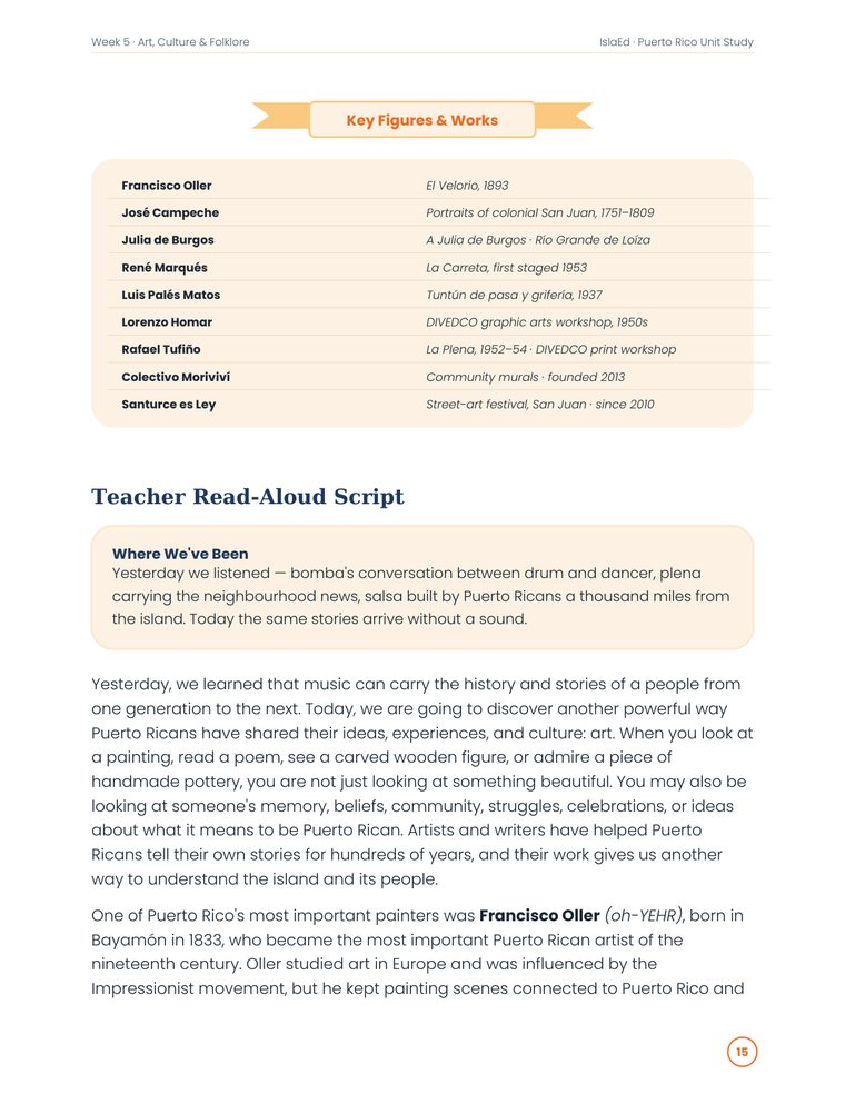 Key Figures & the Read-Aloud Script — Week 5 · Day 2 · page 15